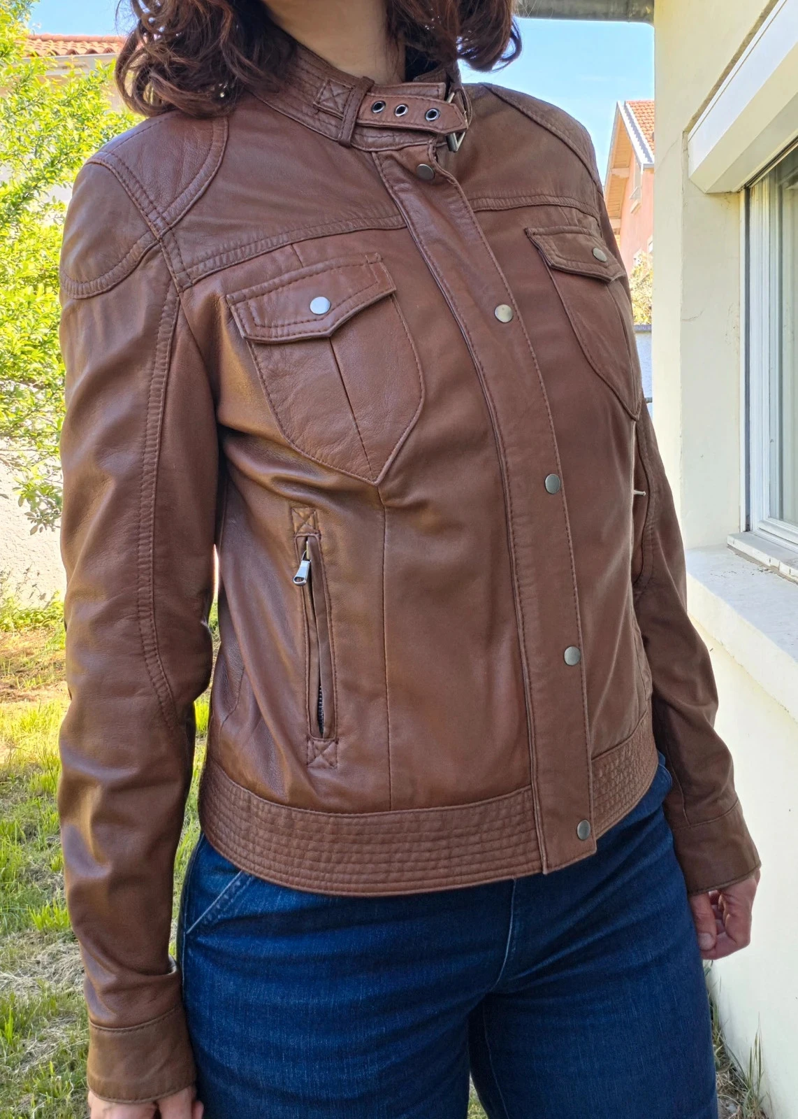 Perfecto femme moto marron 38 – photo 2